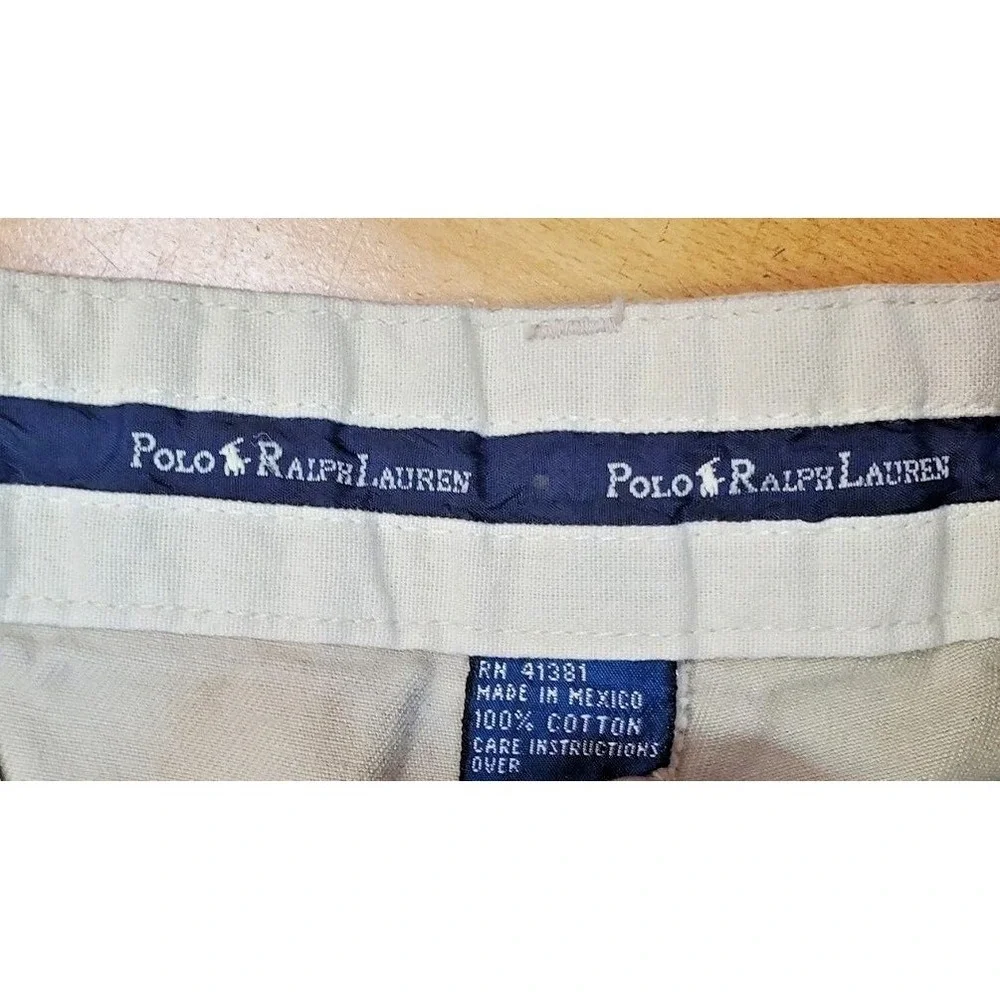 Polo Ralph Lauren Chino Shorts Men's 34 Beige Golf Casual Preppy Pleated‎ 8.5